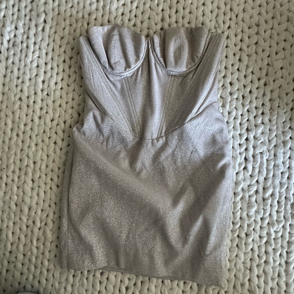 House of cb glitter silver mini dress nwt